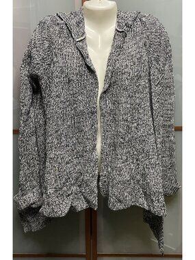 Derek Heart Y2K Size Small Knit Hooded Marled Black Sweater Tunic Cardigan Goth
